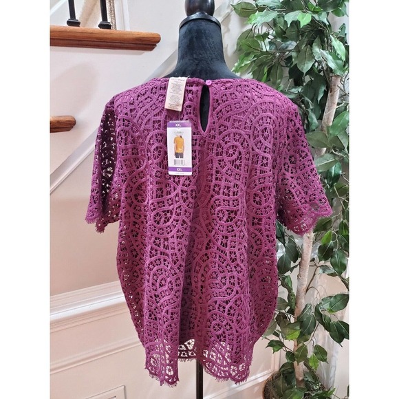 Philosophy Women's Plum Polyester Round Neck Short Sleeves Top Blouse Size XXL - Picture 6 of 14